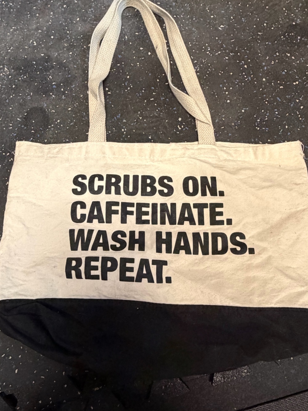 Canvas Tote Bag Medical Slogan - Black & Natural